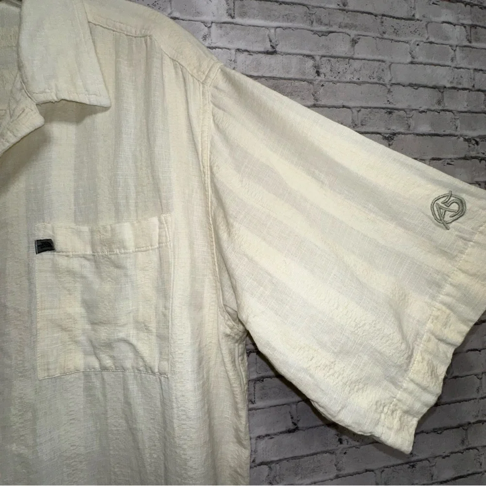 The North Face A5 Series Shirt Men Medium Yellow Plaid Button Down Linen Blend